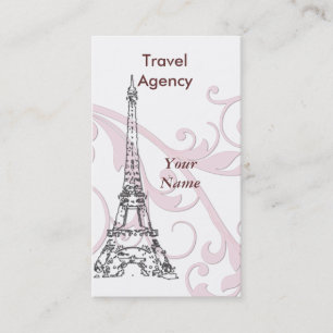 Eiffel Tower & Pink Scroll Business Card
