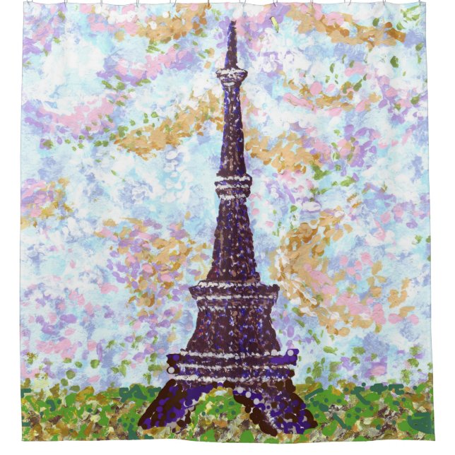 Eiffel Tower Pointillism Grass Cloud Sky Landscape (Front)