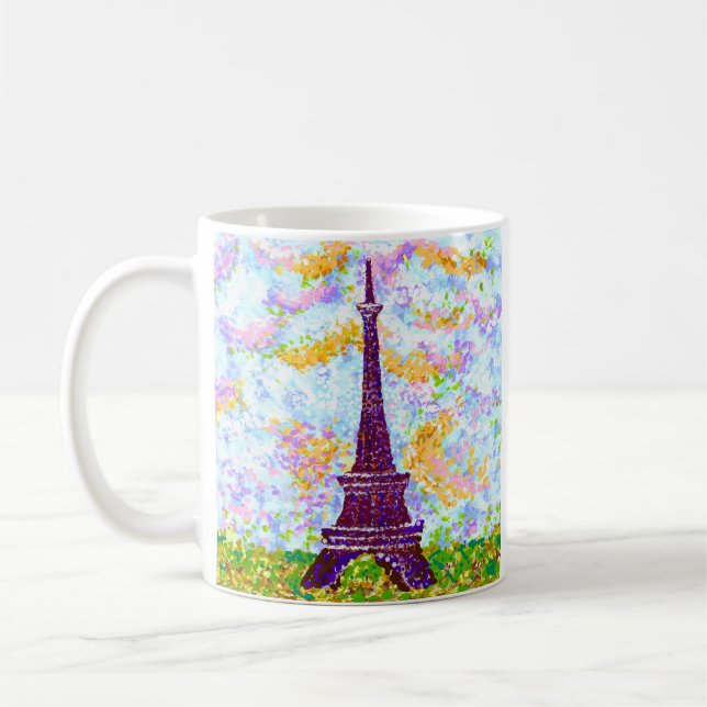 Eiffel Tower Pointillism Spring Landscape Coffee Mug (Left)