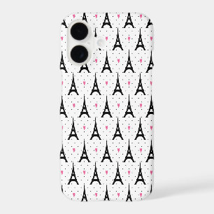 Eiffel Tower Polka Dots & Hearts Pattern
