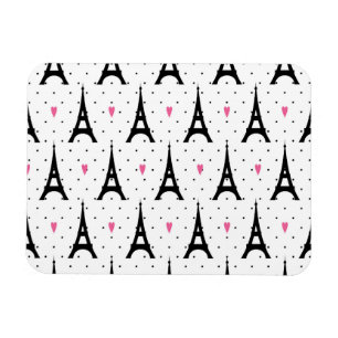 Eiffel Tower Polka Dots & Hearts Pattern Magnet