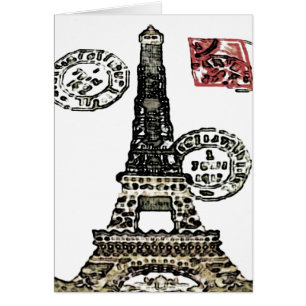 Eiffel Tower Postage - Card