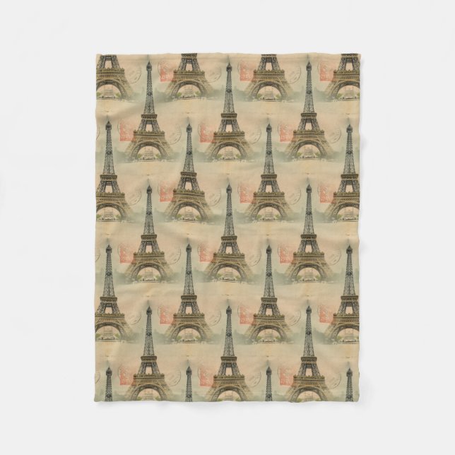 Eiffel Tower Postcard Fleece Blanket (Front)