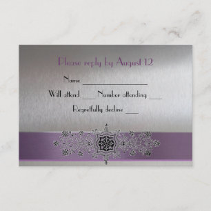 Eiffel Tower Purple and Silver RSVP Card