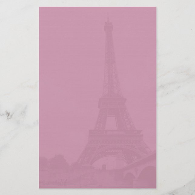 Eiffel Tower Purple Stationery Paper (Front)