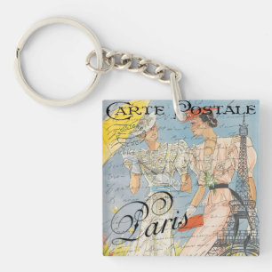 Eiffel Tower Romance,Vintage Parisian Dreams Keychain