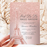 Eiffel tower rose gold glitter metallic Sweet 16 Invitation<br><div class="desc">A modern,  chic and glamourous sweet sixteen with a hand drawn rose gold glitter french Paris theme Eiffel Tower with rose gold glitter ombre gradient sparkles on chic metallic foil background.</div>