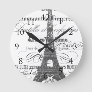Eiffel Tower Round Clock