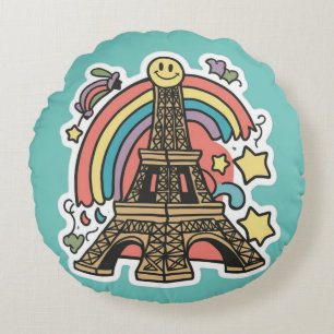 Eiffel Tower Round Pillow