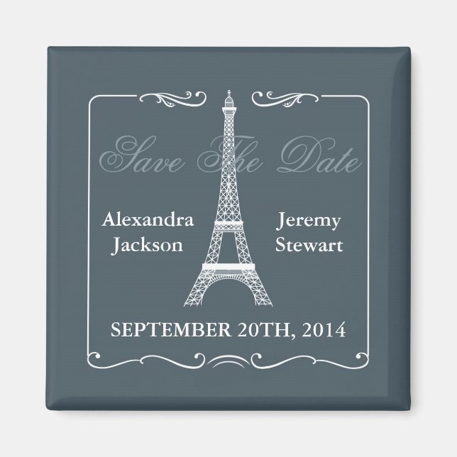 Eiffel Tower Save the Date Magnet (Front)