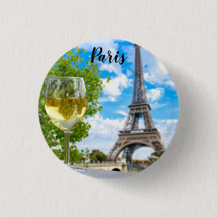 Eiffel tower shot glass 1 inch round button