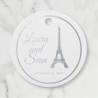 Eiffel Tower Silver Foil  wedding decor Favour Tags
