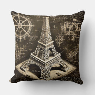 Eiffel Tower Sketch Throw Pillow