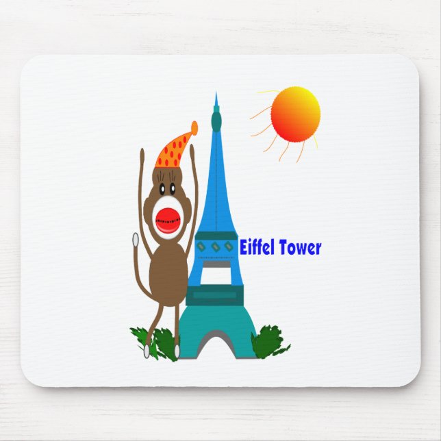 Eiffel Tower Sock Monkey Gifts Mouse Pad (Front)