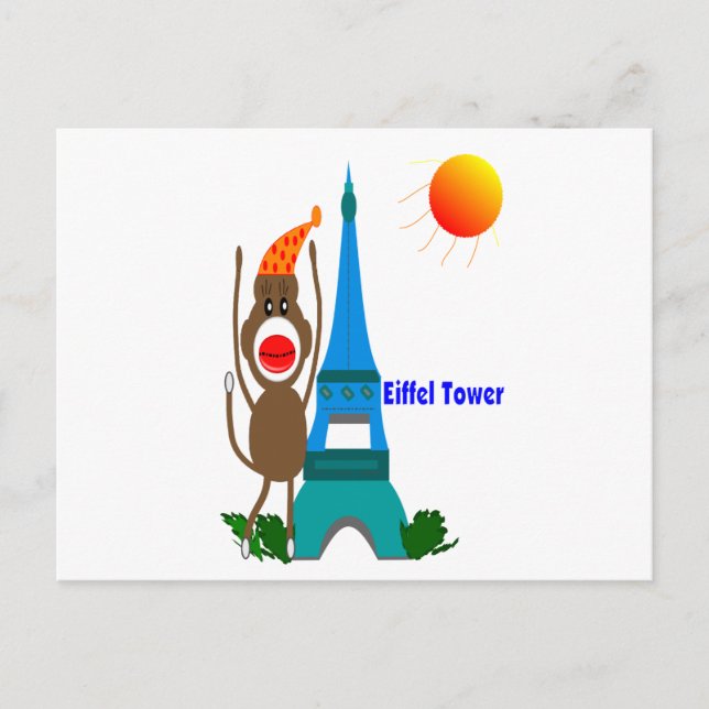 Eiffel Tower Sock Monkey Gifts Postcard (Front)