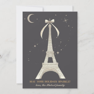 Eiffel Tower Sparkling Holiday Card