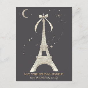Eiffel Tower Sparkling Holiday Postcard