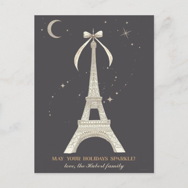 Eiffel Tower Sparkling Holiday Postcard (Front)