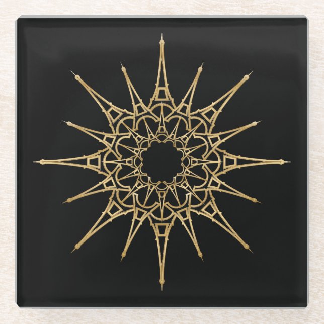  Eiffel Tower Star Pattern Glass Coaster (Front)