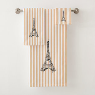 Eiffel Tower Stripe Bath Towel Set