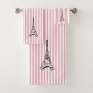 Eiffel Tower Stripe Bath Towel Set