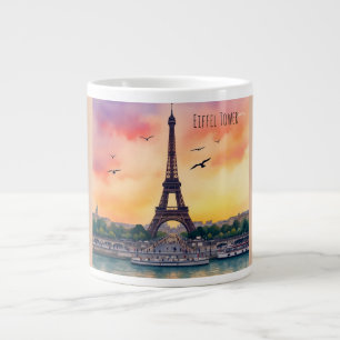 Eiffel Tower, Sunset at the Eiffel Tower Large Coffee Mug