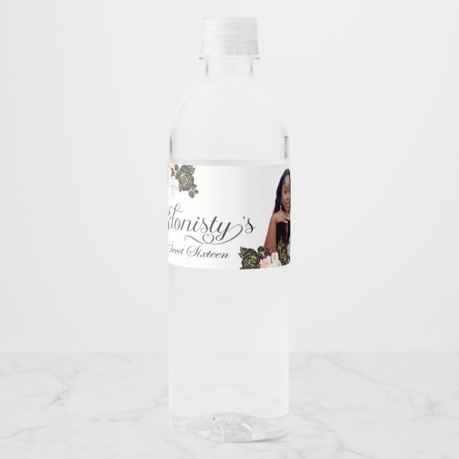 Eiffel Tower Sweet 16 water bottle labels. Water Bottle Label (Front)