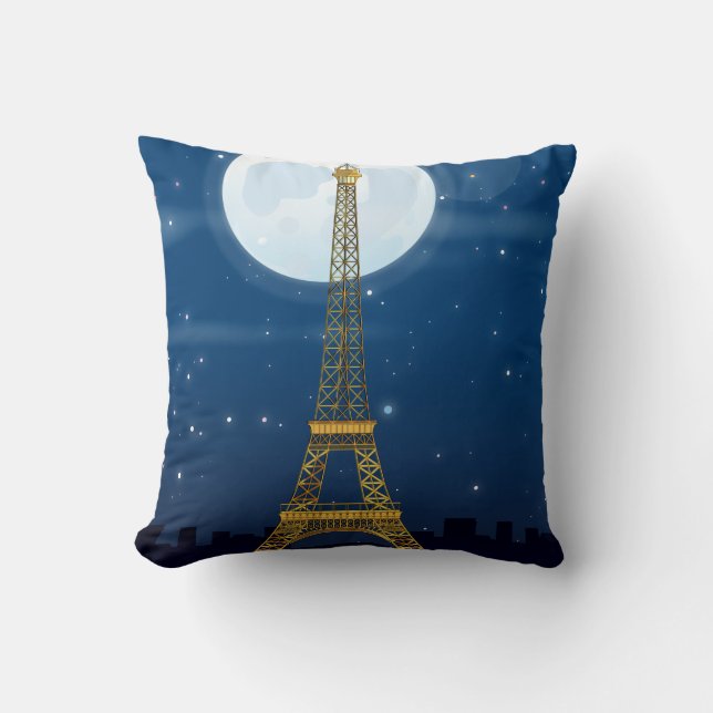Eiffel Tower Throw Pillow (Front)