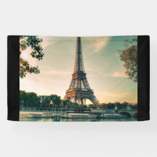 Eiffel tower throw pillow banner