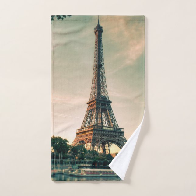 Eiffel tower throw pillow bath towel set (Hand Towel)