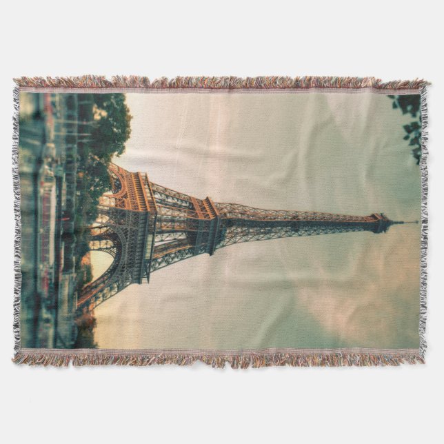 Eiffel tower throw pillow blanket (Front)