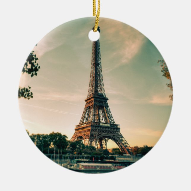 Eiffel tower throw pillow ceramic ornament (Front)