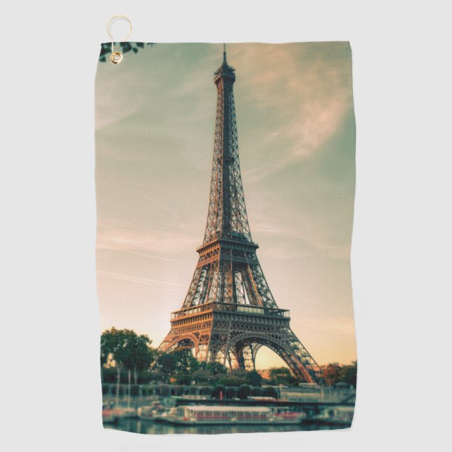 Eiffel tower throw pillow golf towel (Front)