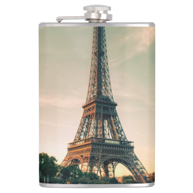Eiffel tower throw pillow hip flask (Front)
