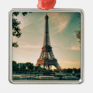 Eiffel tower throw pillow metal ornament