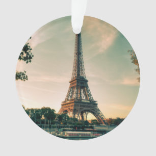 Eiffel tower throw pillow ornament