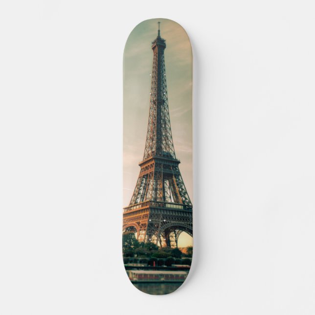 Eiffel tower throw pillow skateboard (Front)