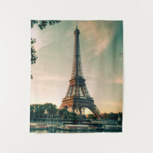 Eiffel tower throw pillow tapestry