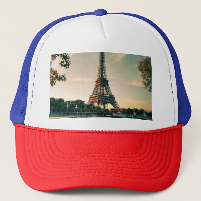 Eiffel tower throw pillow trucker hat (Front)