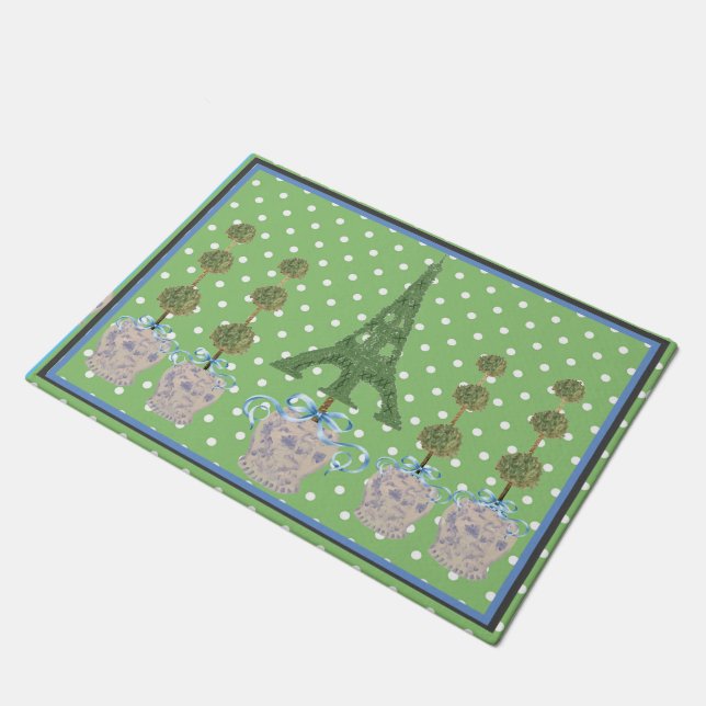 Eiffel Tower Topiary Ginger Jars jar  Door Doormat (Angled)