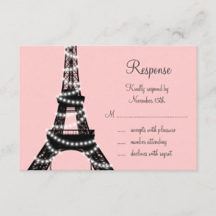Eiffel Tower Twinkles RSVP (pink) Card