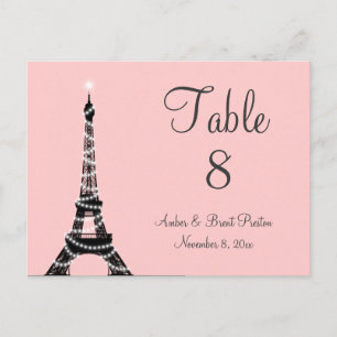 Eiffel Tower Twinkles Table Number pink Postcard
