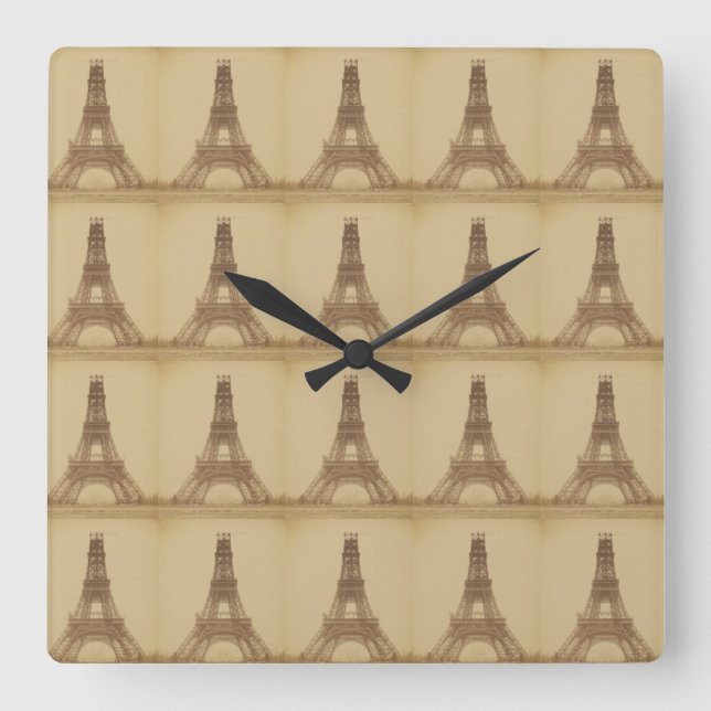 Eiffel Tower Under Construction 1888 Square Wall Clock (Front)