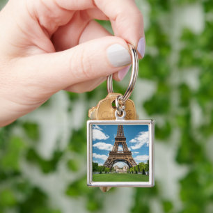 Eiffel Tower View from Champ de Mars Public Park Keychain