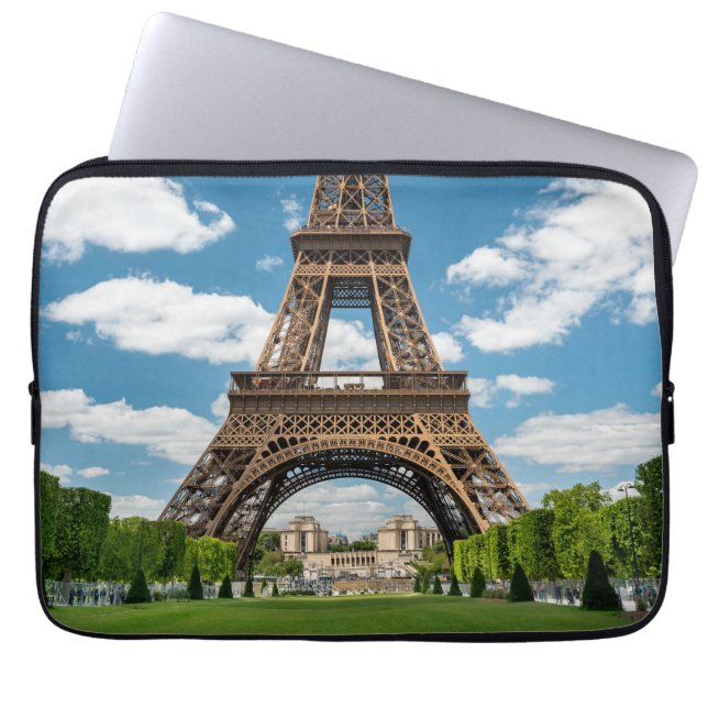 Eiffel Tower View from Champ de Mars Public Park Laptop Sleeve (Front)