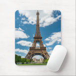 Eiffel Tower View from Champ de Mars Public Park Mouse Pad<br><div class="desc">Paris France Eiffel Tower seen from Champ de Mars park with green lawn and visitors under sunny sky</div>