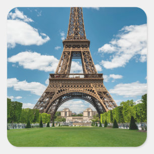 Eiffel Tower View from Champ de Mars Public Park Square Sticker