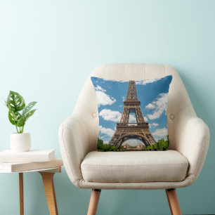 Eiffel Tower View from Champ de Mars Public Park Throw Pillow