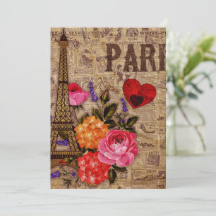 Eiffel Tower Vintage French Holiday Card