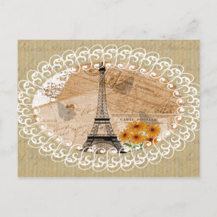Eiffel Tower Vintage French Postcards & Map